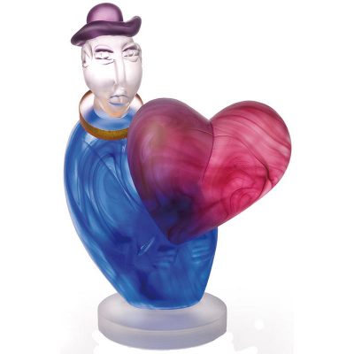 Skulptur "Love Messenger" blau aus dem Glasstudio Borowski